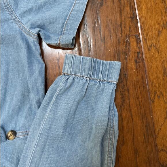 No Boundaries Women Denim Coverall Jumpsuit Sz S Elastic Cuff Button Front - Picture 4 of 6